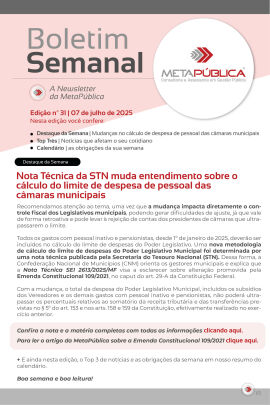 Imagem da notícia BOLETIM SEMANAL Nº 31 - 07 DE JULHO DE 2025